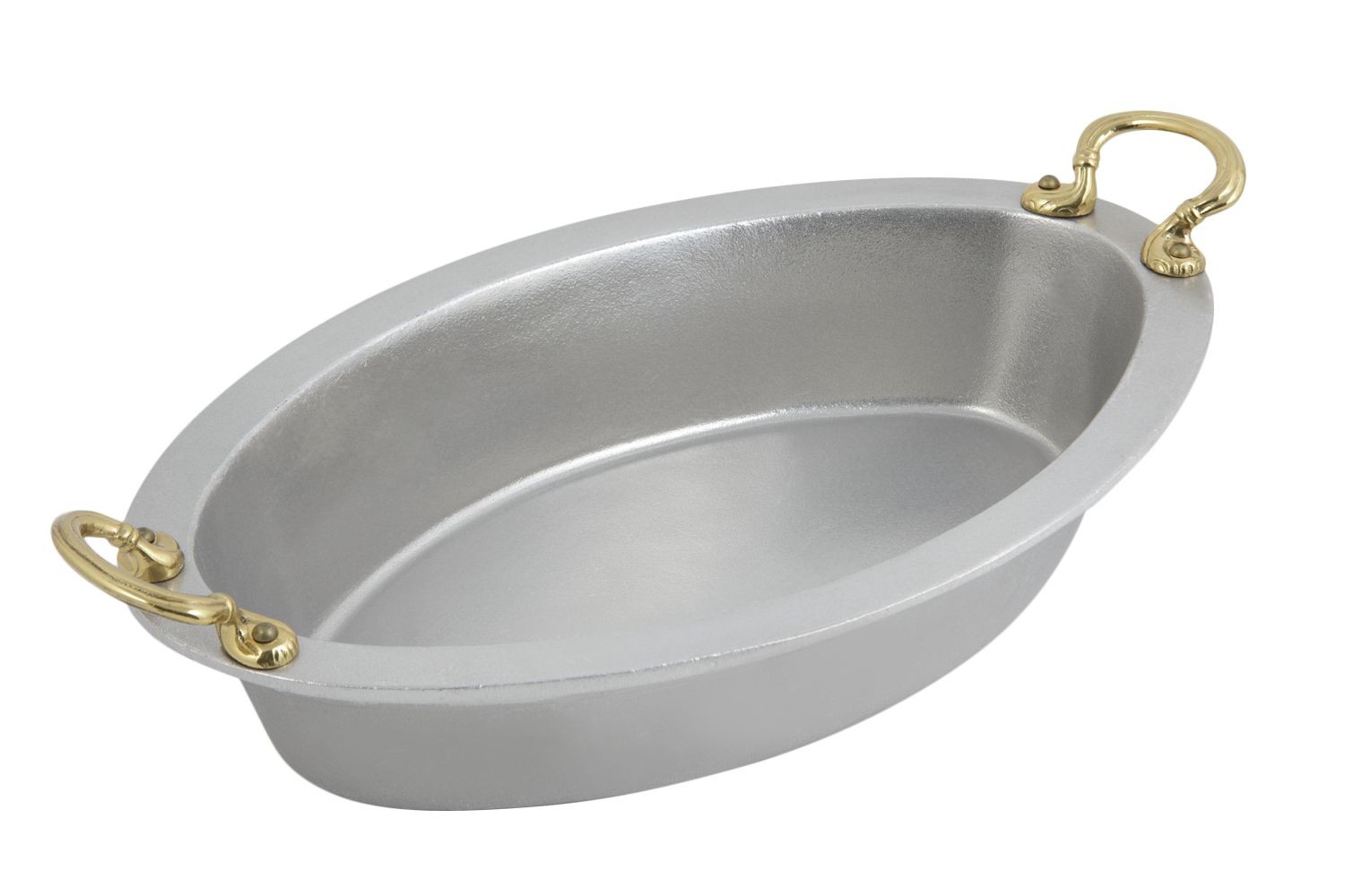 Bon Chef 5099HRS Oval Casserole Dish with Round Brass Handles, Pewter Glo 7 Qt.