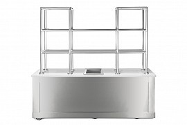 Bon Chef 51014 Stainless Steel Back Bar with Glass Shelves, 96" x 30" x 80"
