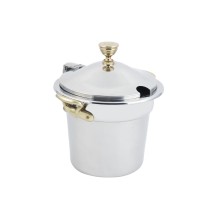 Bon Chef 5211WHCHR Plain Design Soup Tureen with Hinged Cover and Round Brass Handles, 7 Qt. 1 Pt.