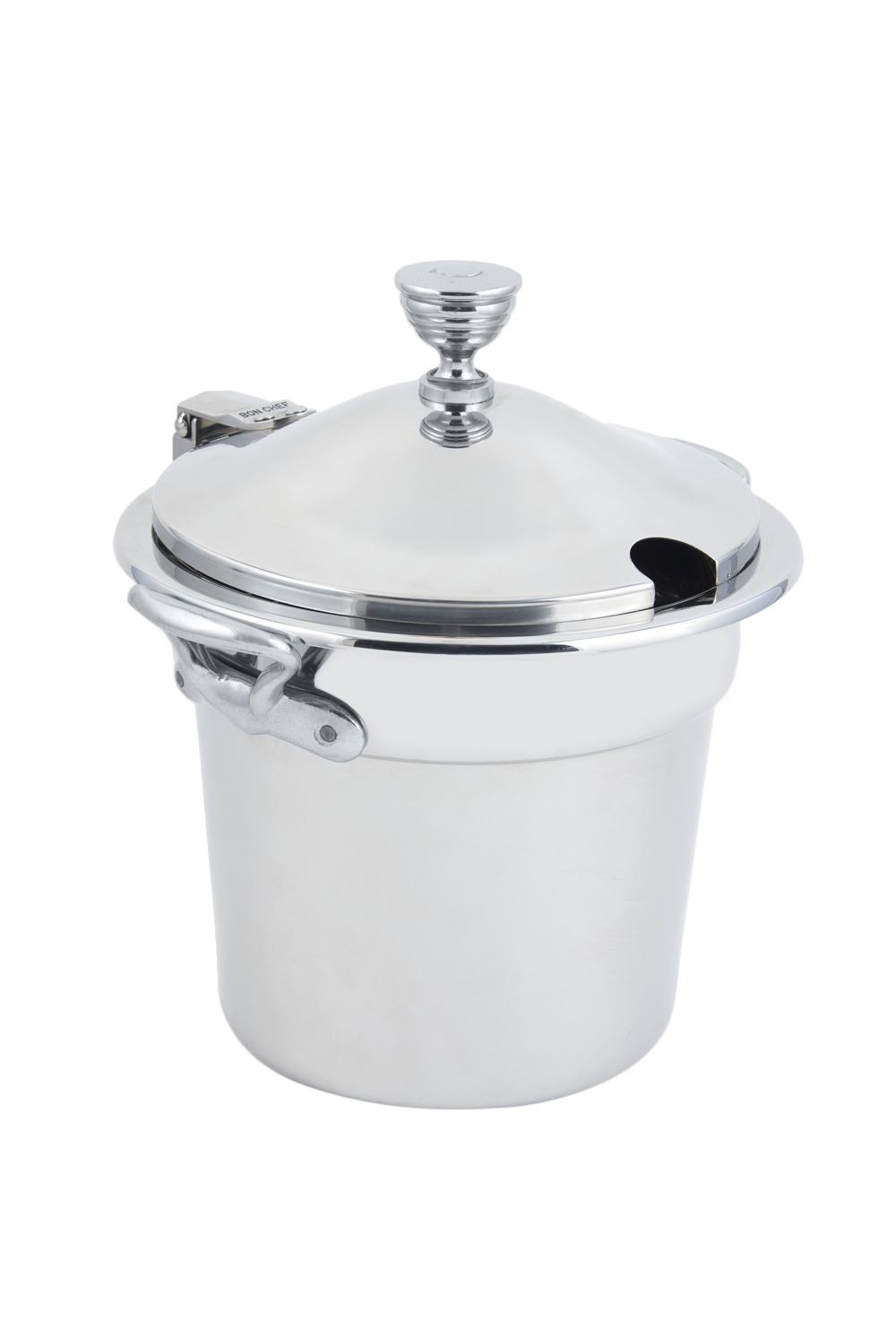 Bon Chef 5211WHCHRSS Plain Design Soup Tureen with Hinged Cover and Round Stainless Steel Handles, 7 Qt. 1 Pt.