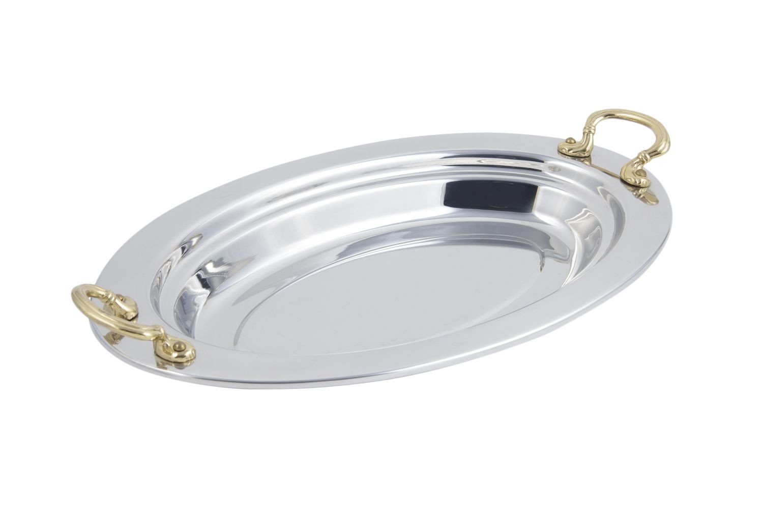 Bon Chef 5288HR Plain Design Oval Pan with Round Brass Handles, 2 1/2 Qt.