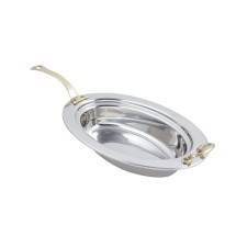 Bon Chef 5299HL Plain Design Oval Pan with Long Brass Handle, 6 Qt.