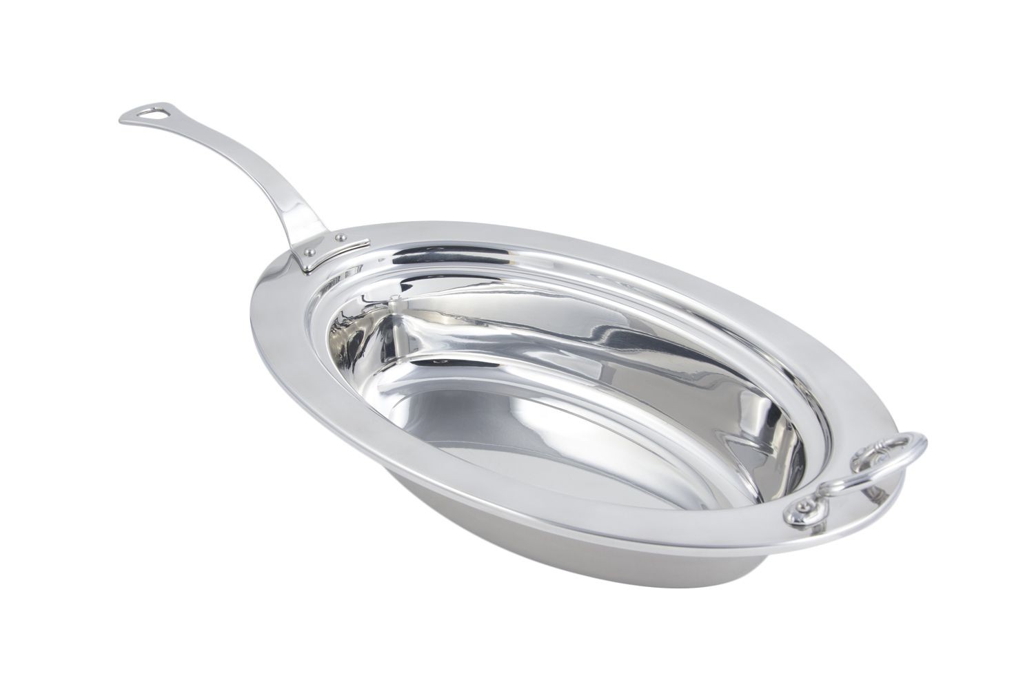 Bon Chef 5299HLSS Plain Design Oval Pan with Long Stainless Steel Handle, 6 Qt.