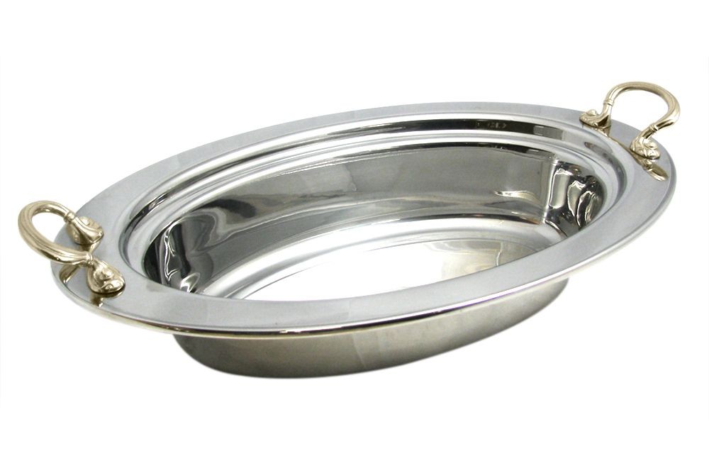 Bon Chef 5299HR Plain Design Oval Pan with Round Brass Handles, 6 Qt.