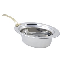 Bon Chef 5303HL Bolero Design Oval Food Pan with Long Brass Handle, 3 3/4 Qt.