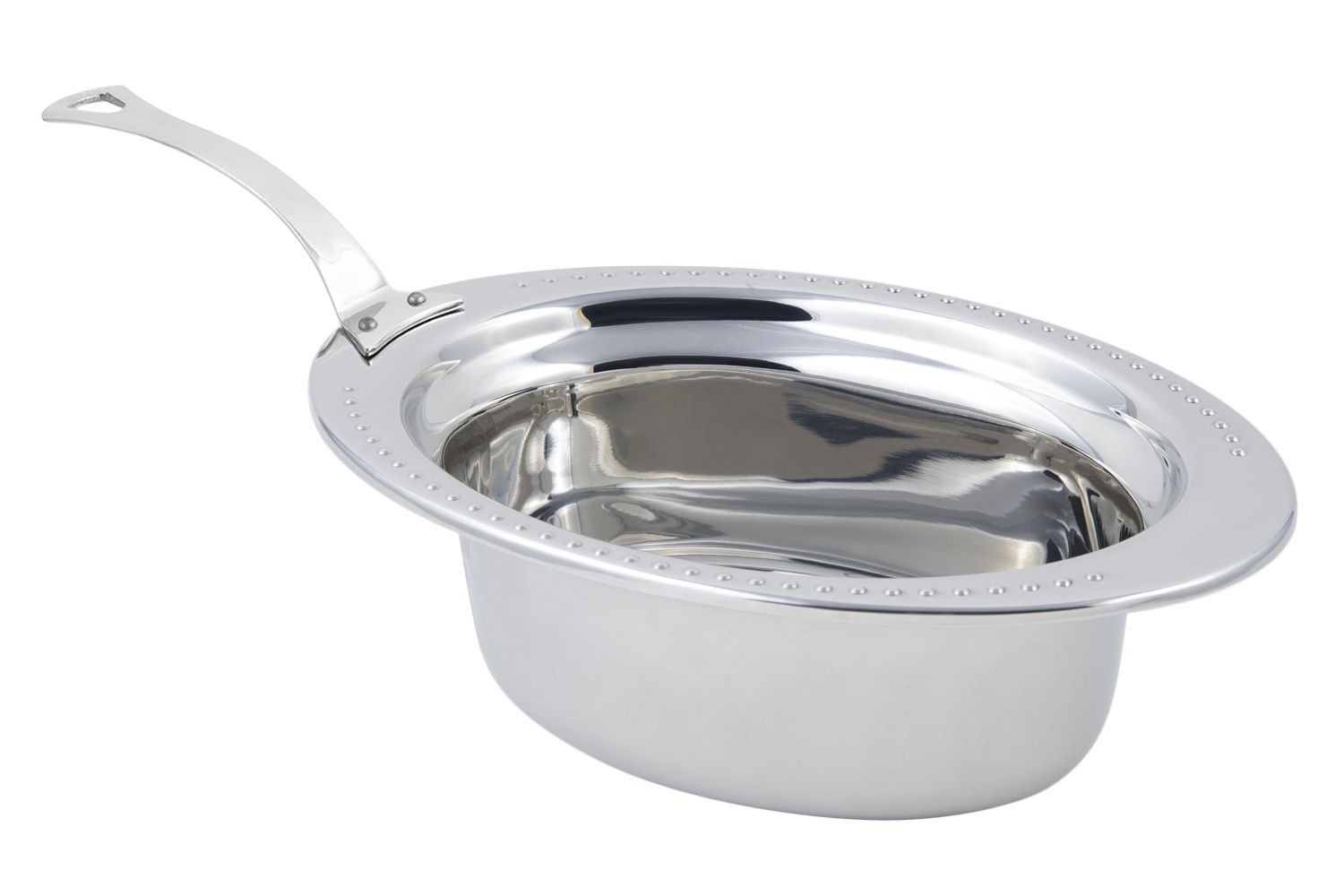 Bon Chef 5303HLSSBolero Design Oval Food Pan with Long Stainless Steel Handle, 3 3/4 Qt.