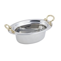 Bon Chef 5303HR Bolero Design Oval Food Pan with Round Brass Handles, 3 3/4 Qt.