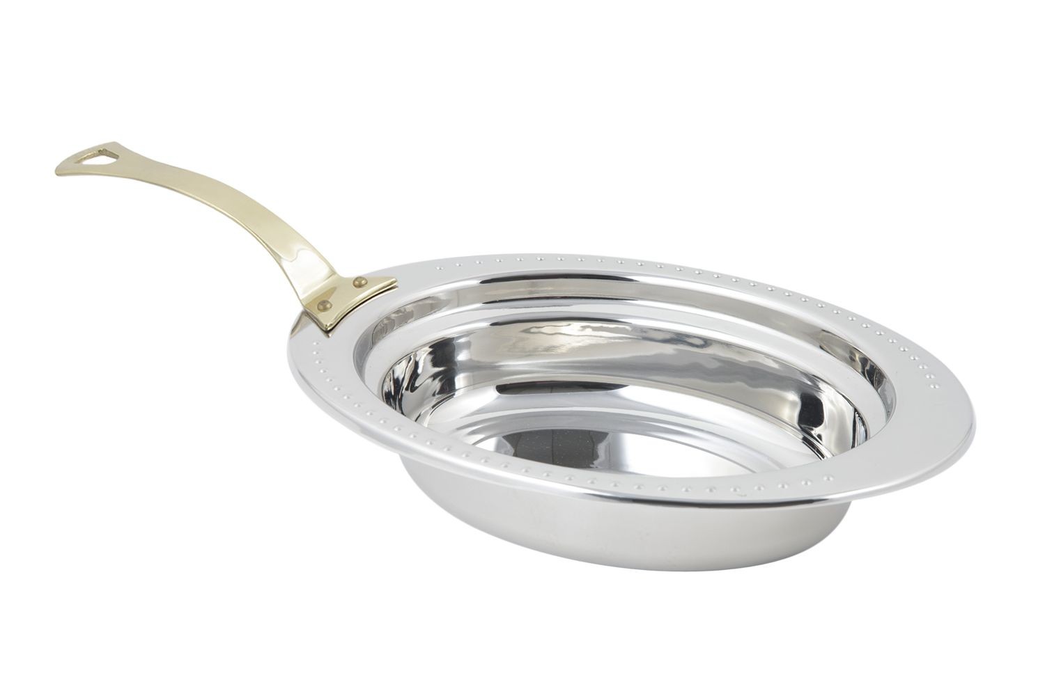 Bon Chef 5304HL Bolero Design Oval Food Pan with Long Brass Handle, 2 Qt.