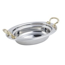 Bon Chef 5304HR Bolero Design Oval Food Pan with Round Brass Handles, 2 Qt.