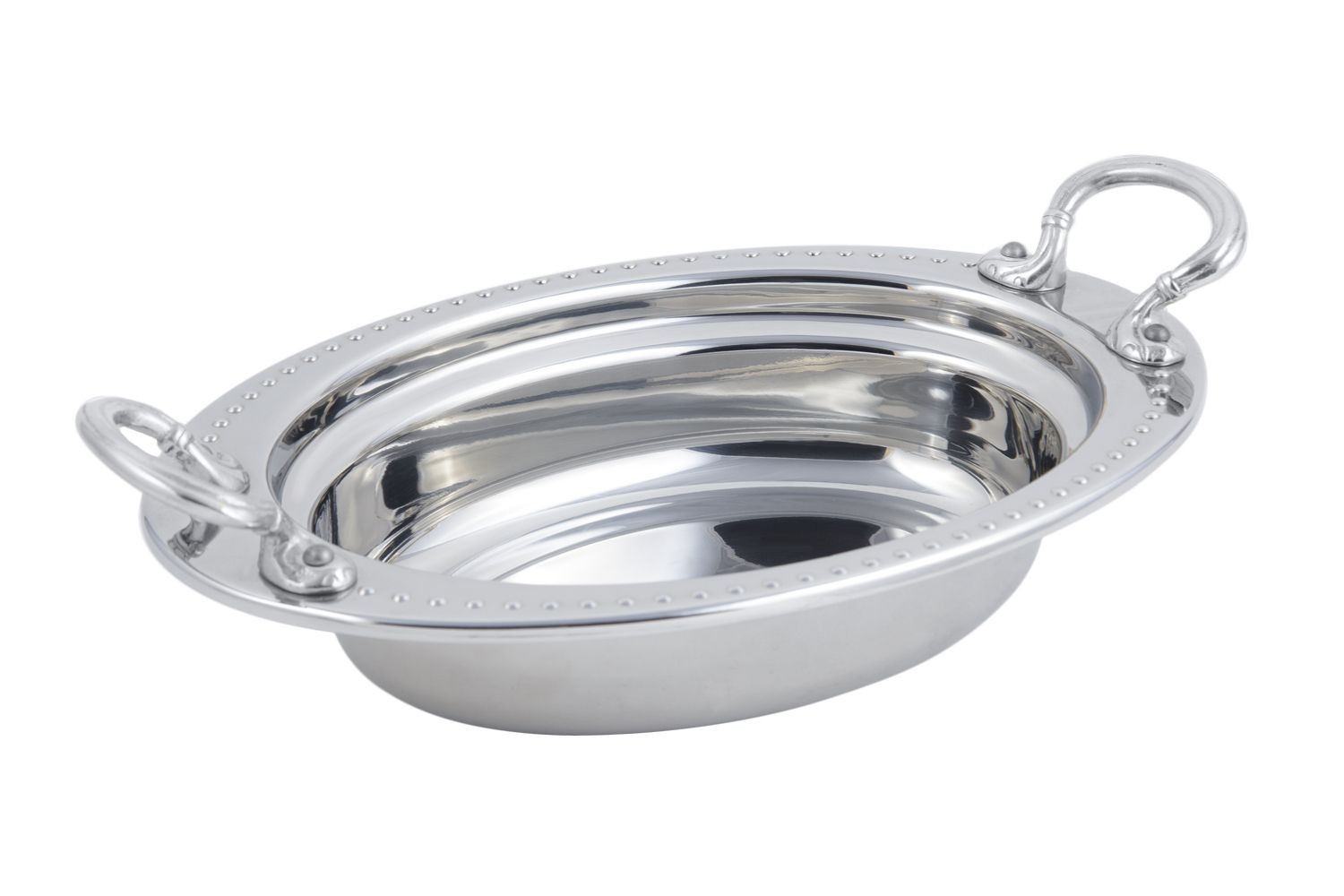Bon Chef 5304HRSS Bolero Design Oval Food Pan with Round Stainless Steel Handles, 2 Qt.
