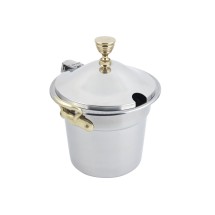 Bon Chef 5311WHCHR Bolero Design Soup Tureen with Hinged Cover and Round Brass Handles, 7 Qt. 1 Pt.