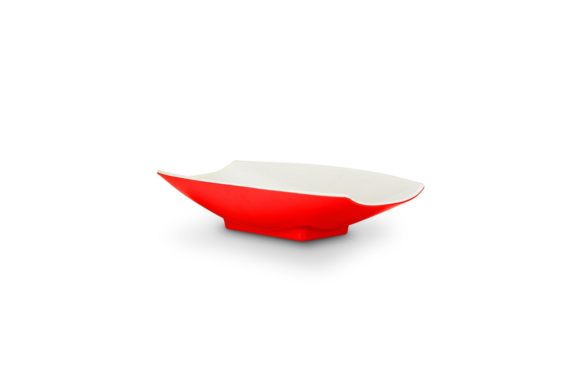 Bon Chef 53702-2ToneRed Melamine Curves Bowl, Red Outside/White Inside 24 oz.