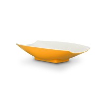 Bon Chef 53704-2ToneYellow Melamine Curves Bowl, Yellow Outside/White Inside 2 Qt.