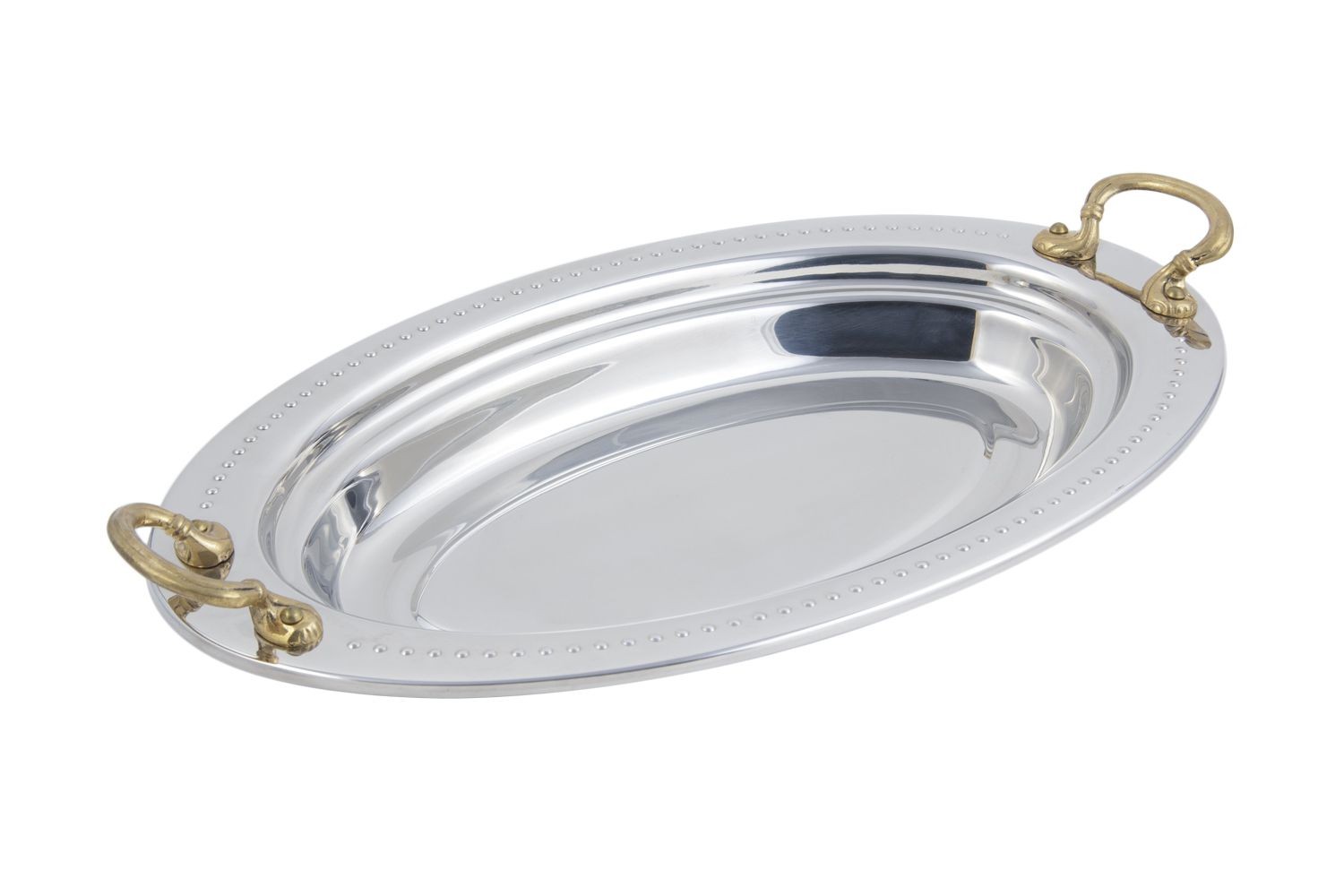 Bon Chef 5388HR Bolero Design Oval Pan with Round Brass Handles, 2 1/2 Qt.