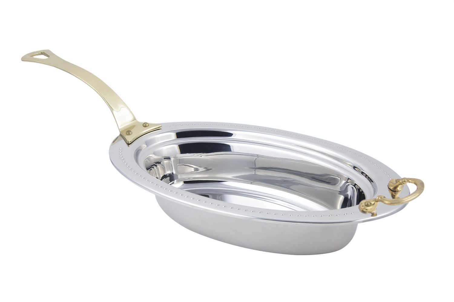 Bon Chef 5399HL Bolero Design Oval Pan with Long Brass Handle, 6 Qt.