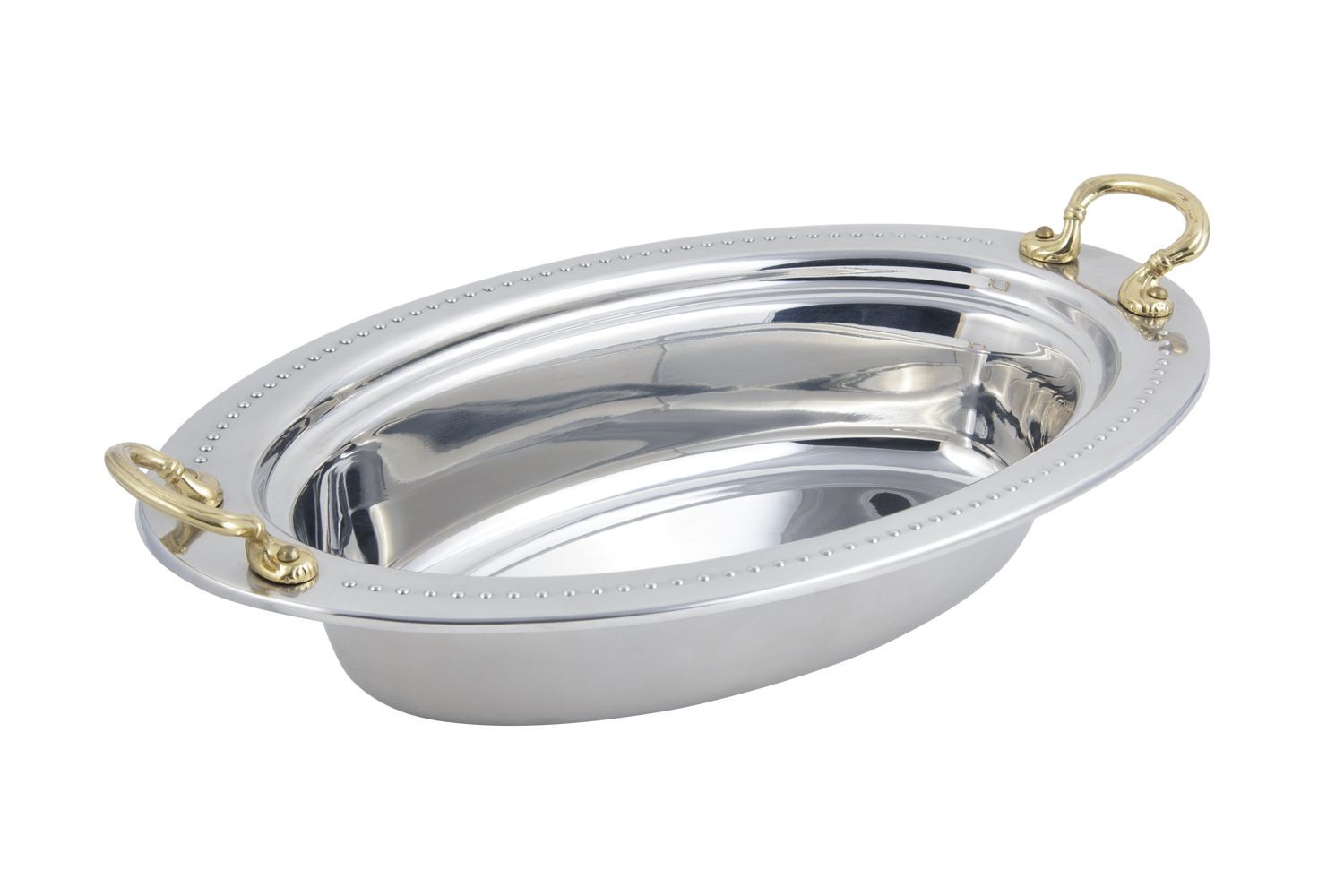 Bon Chef 5399HR Bolero Design Oval Pan with Round Brass Handles, 6 Qt.