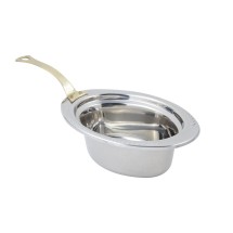 Bon Chef 5403HL Laurel Design Oval Food Pan with Long Brass Handle, 3 3/4 Qt.