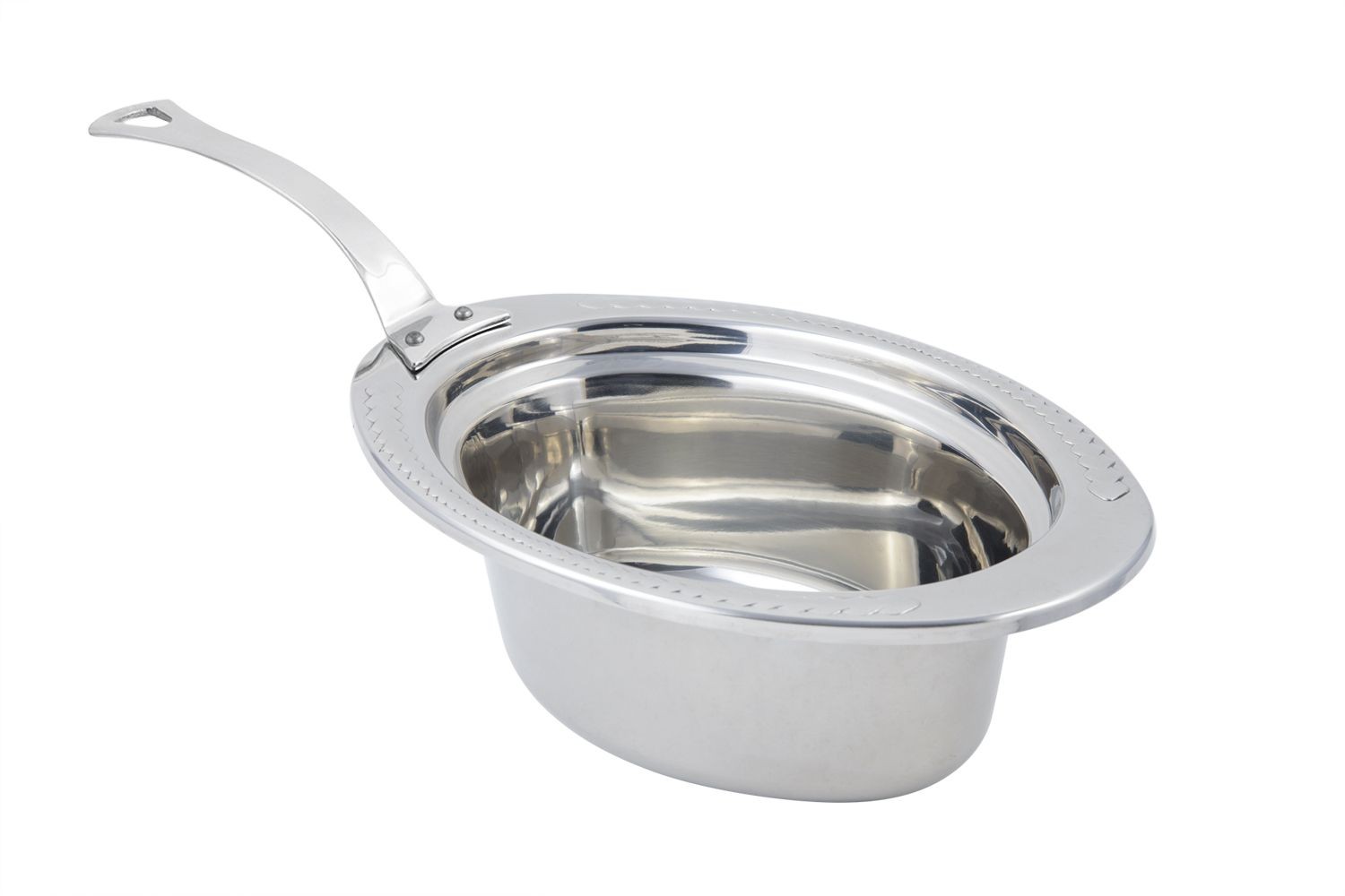 Bon Chef 5403HLSS Laurel Design Oval Food Pan with Long Handle, 3 3/4 Qt.