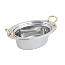 Bon Chef 5403HR Laurel Design Oval Food Pan with Round Brass Handles, 3 3/4 Qt.