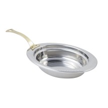 Bon Chef 5404HL Laurel Design Oval Food Pan with Long Brass Handle, 2 Qt.