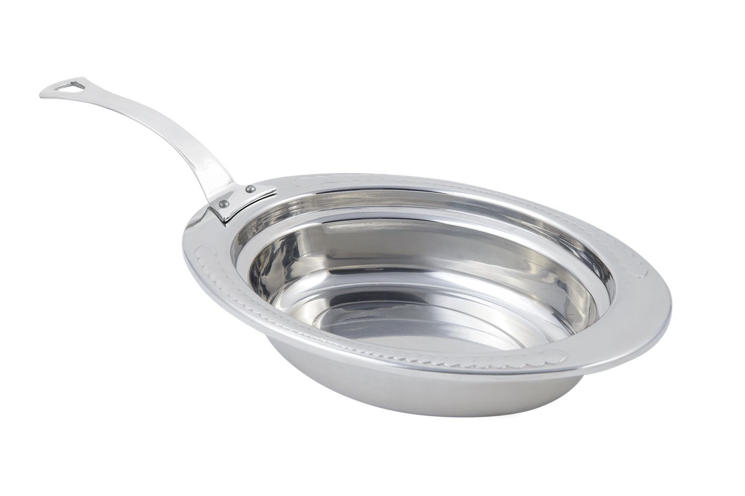 Bon Chef 5404HLSS Laurel Design Oval Food Pan with Long Handle, 2 Qt.