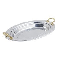 Bon Chef 5488HR Laurel Design Oval Pan with Round Brass Handles, 2 1/2 Qt.