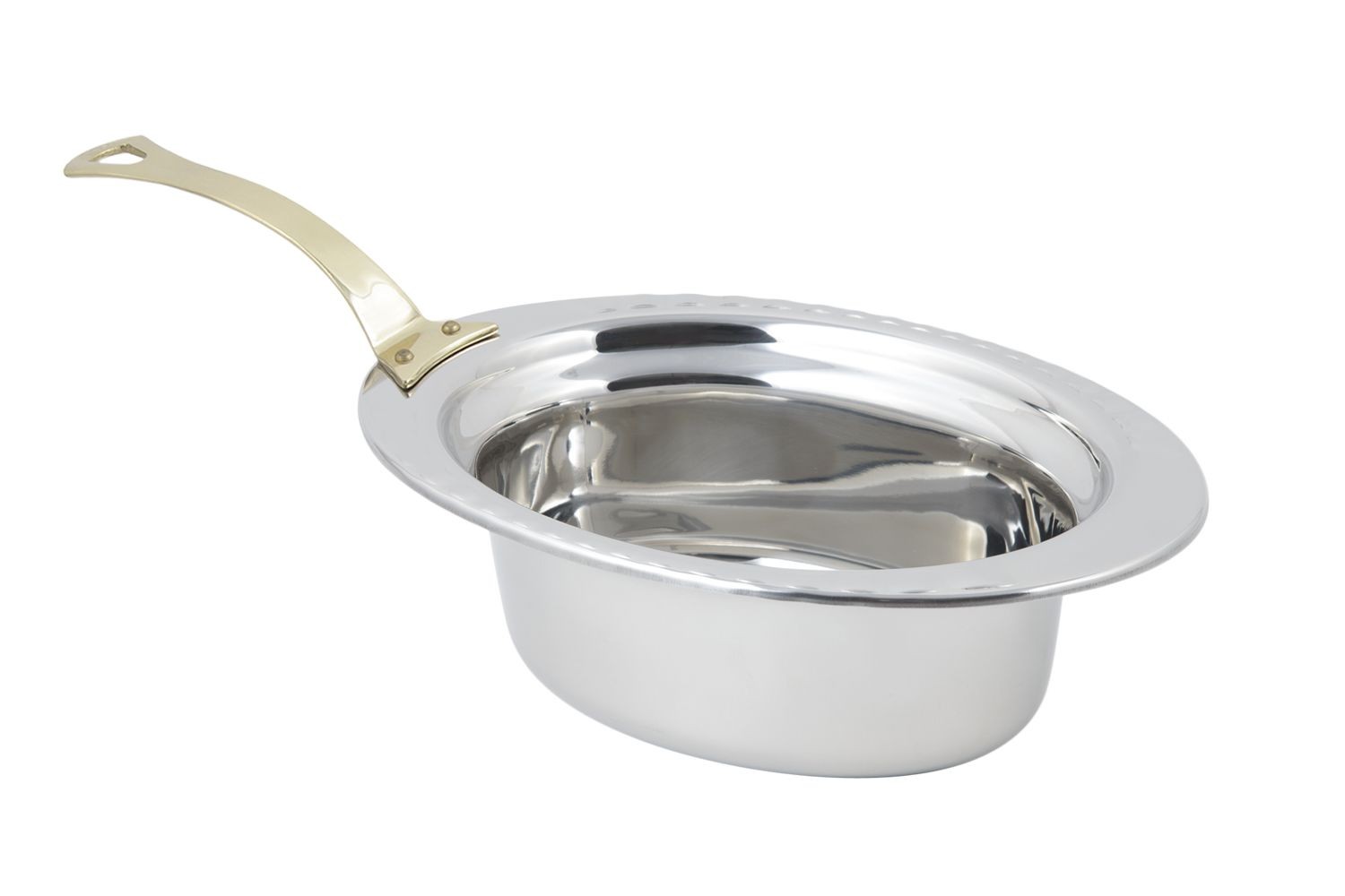 Bon Chef 5603HL Arches Design Oval Food Pan with Long Brass Handle, 3 3/4 Qt.
