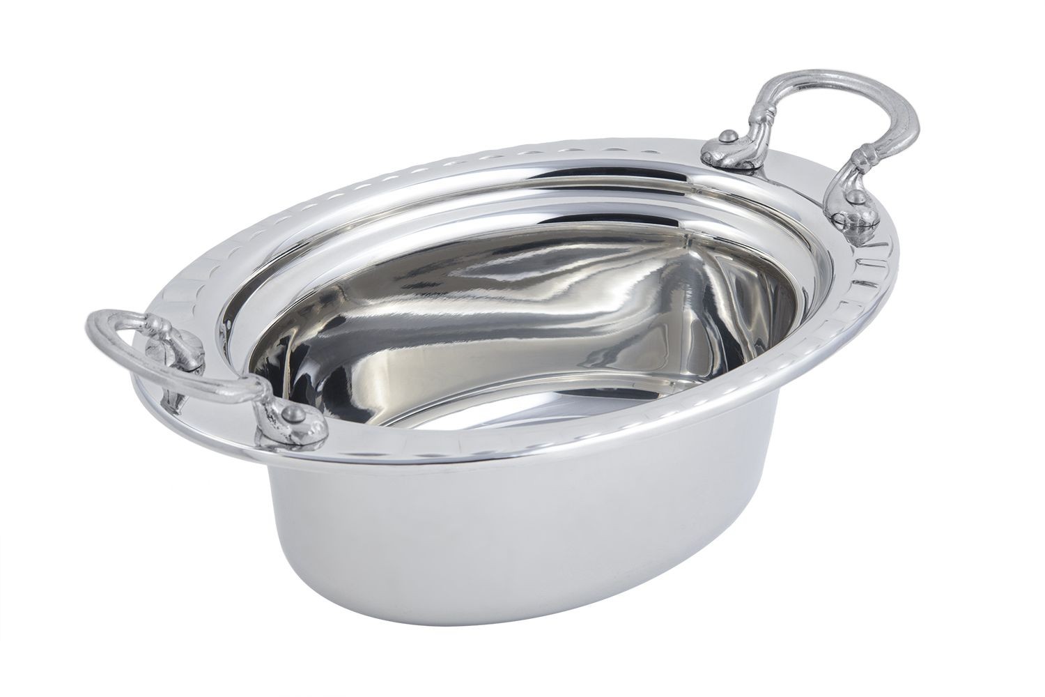 Bon Chef 5603HRSS Arches Design Oval Food Pan with Round Handles, 3 3/4 Qt.