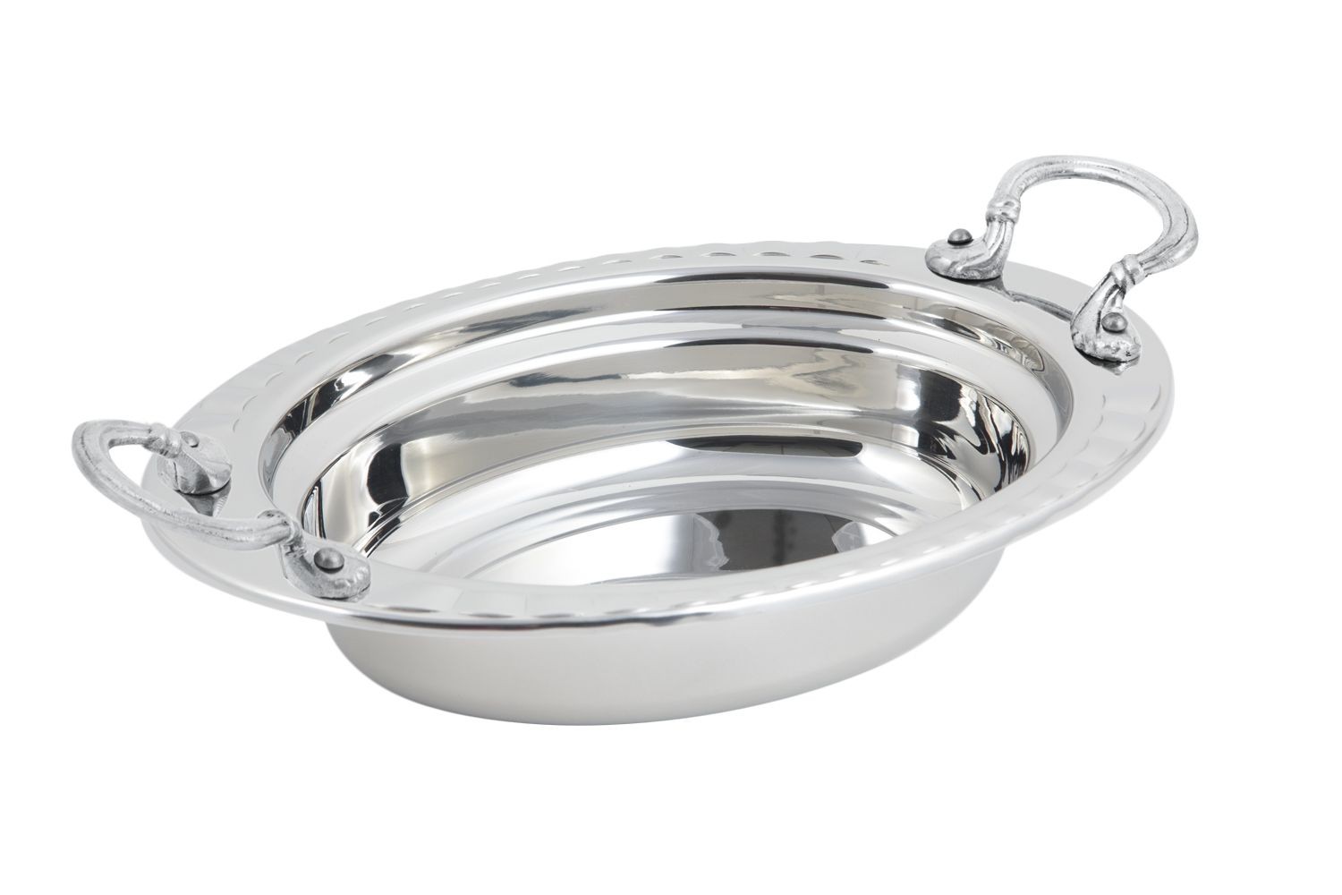 Bon Chef 5604HRSS Arches Design Oval Food Pan with Round Handles, 2 Qt.