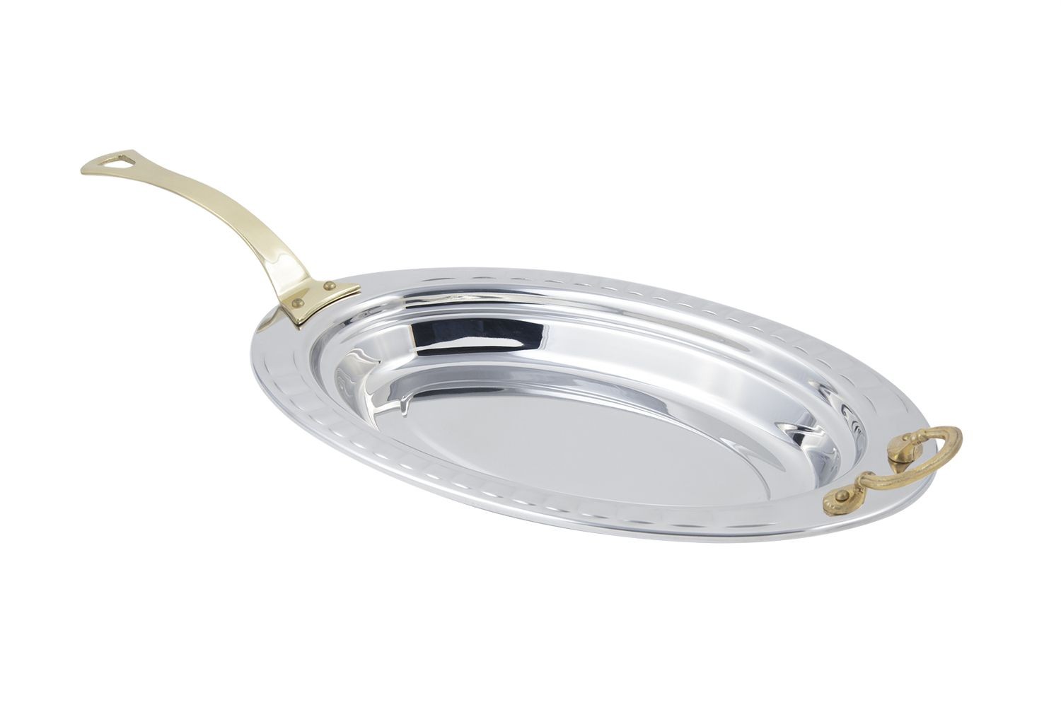Bon Chef 5688HL Arches Design Oval Pan with Long Brass Handle, 2 1/2 Qt.
