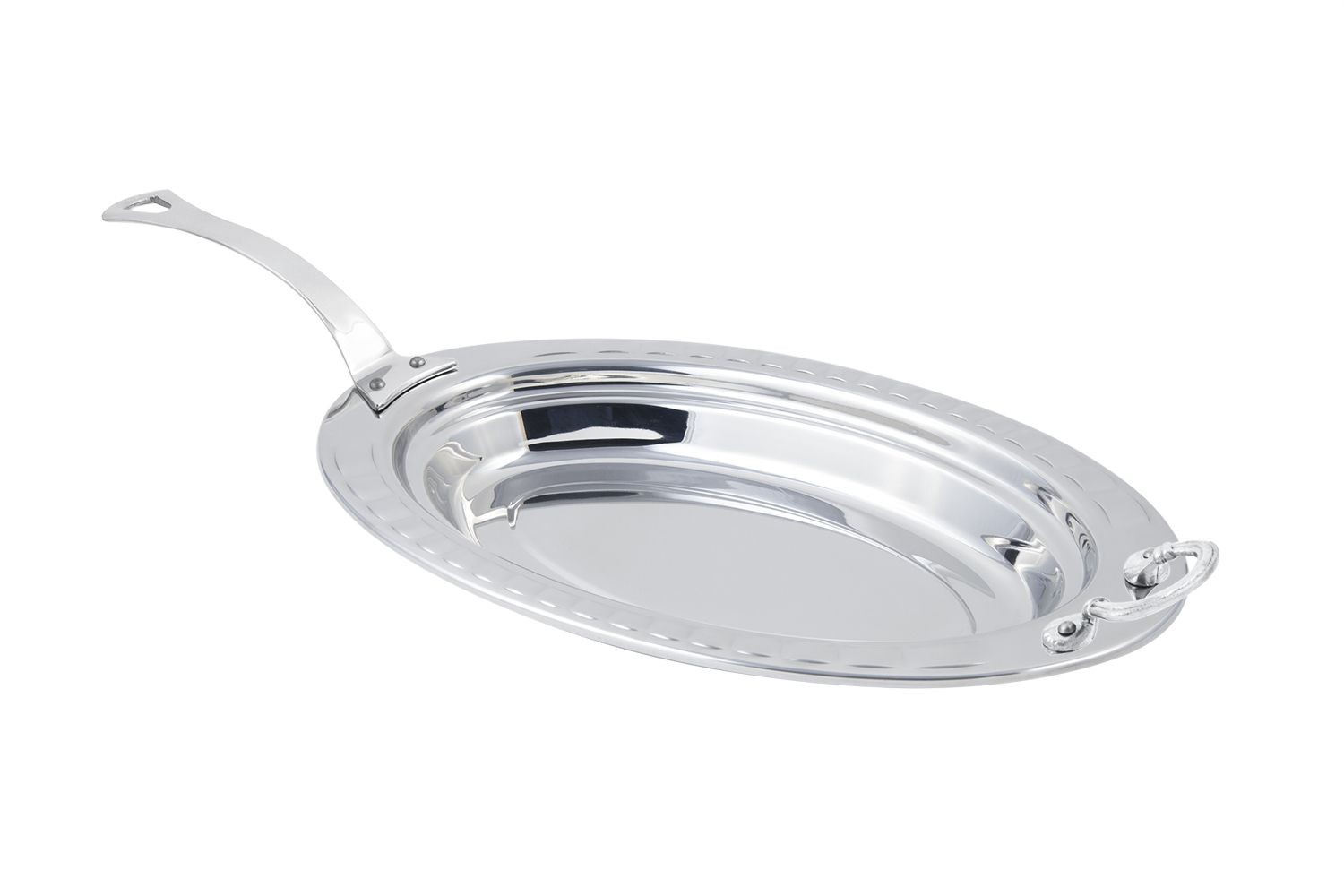 Bon Chef 5688HLSS Arches Design Oval Pan with Long Handle, 2 1/2 Qt.