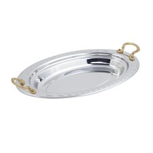 Bon Chef 5688HR Arches Design Oval Pan with Round Brass Handles, 2 1/2 Qt.