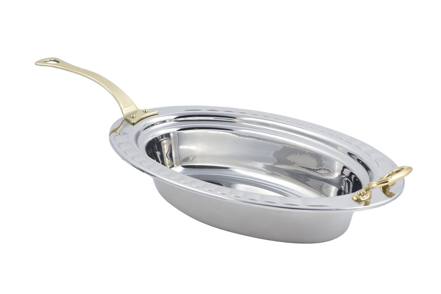 Bon Chef 5699HL Arches Design Oval Pan with Long Brass Handle, 6 Qt.