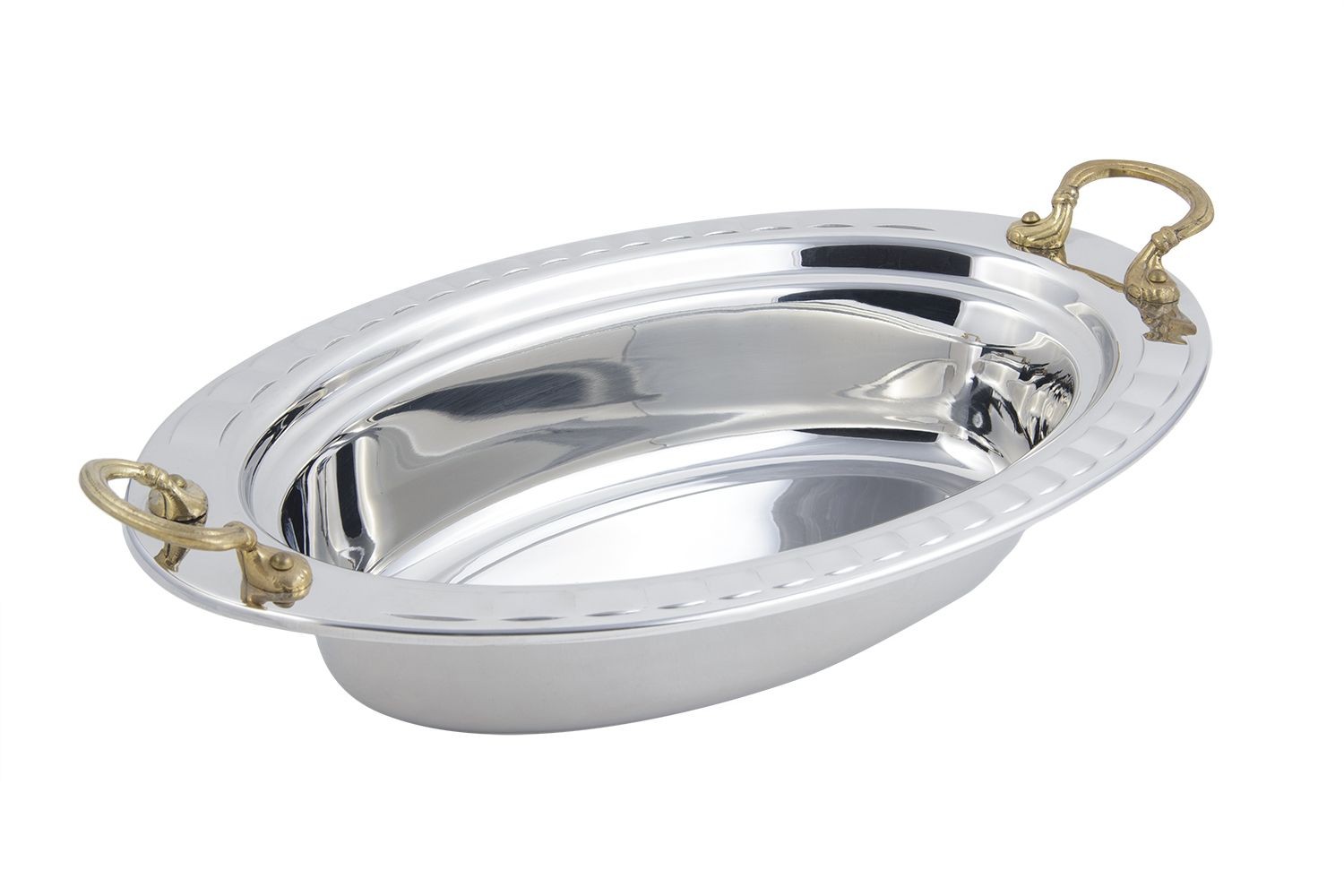Bon Chef 5699HR Arches Design Oval Pan with Round Brass Handles, 6 Qt.