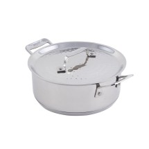 Bon Chef 60000HF Cucina Stainless Steel Casserole Dish with Lid, Hammered Finish, 3 Qt.