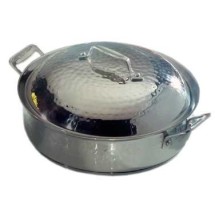 Bon Chef 60001HFHL Cucina Stainless Steel Saute Pan with Hinged Lid, Hammered Finish, 4 Qt.