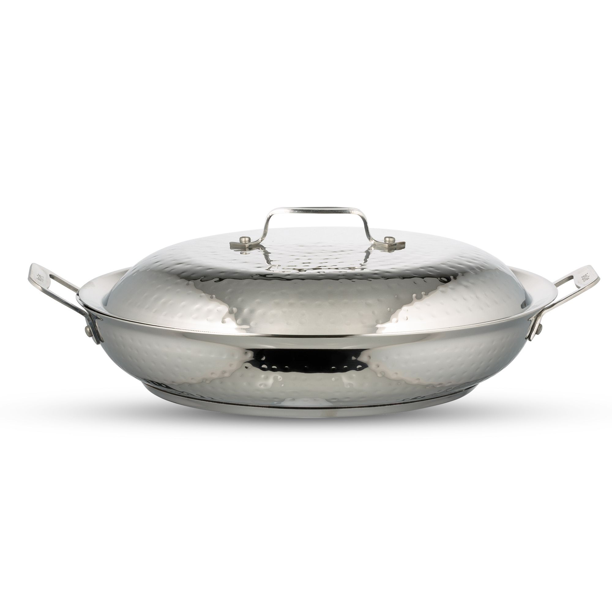 Bon Chef 60006HF Cucina Stainless Steel Braiser Pan with Lid, Hammered Finish, 3 1/2 Qt.
