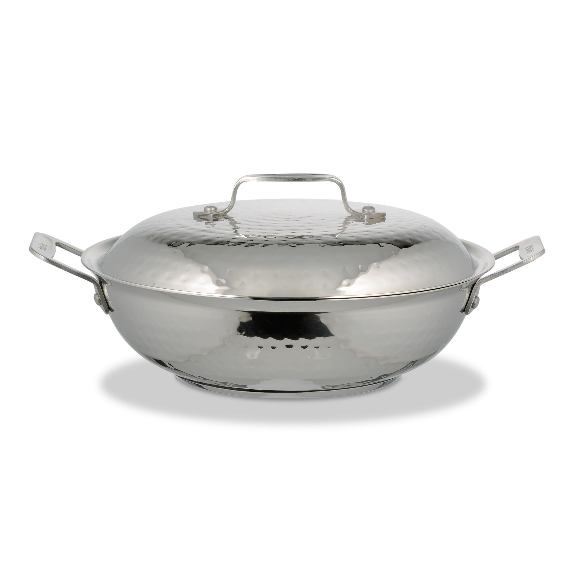 Bon Chef 60011HF Cucina Stainless Steel Braiser Pan with Lid, Hammered Finish, 2 Qt.