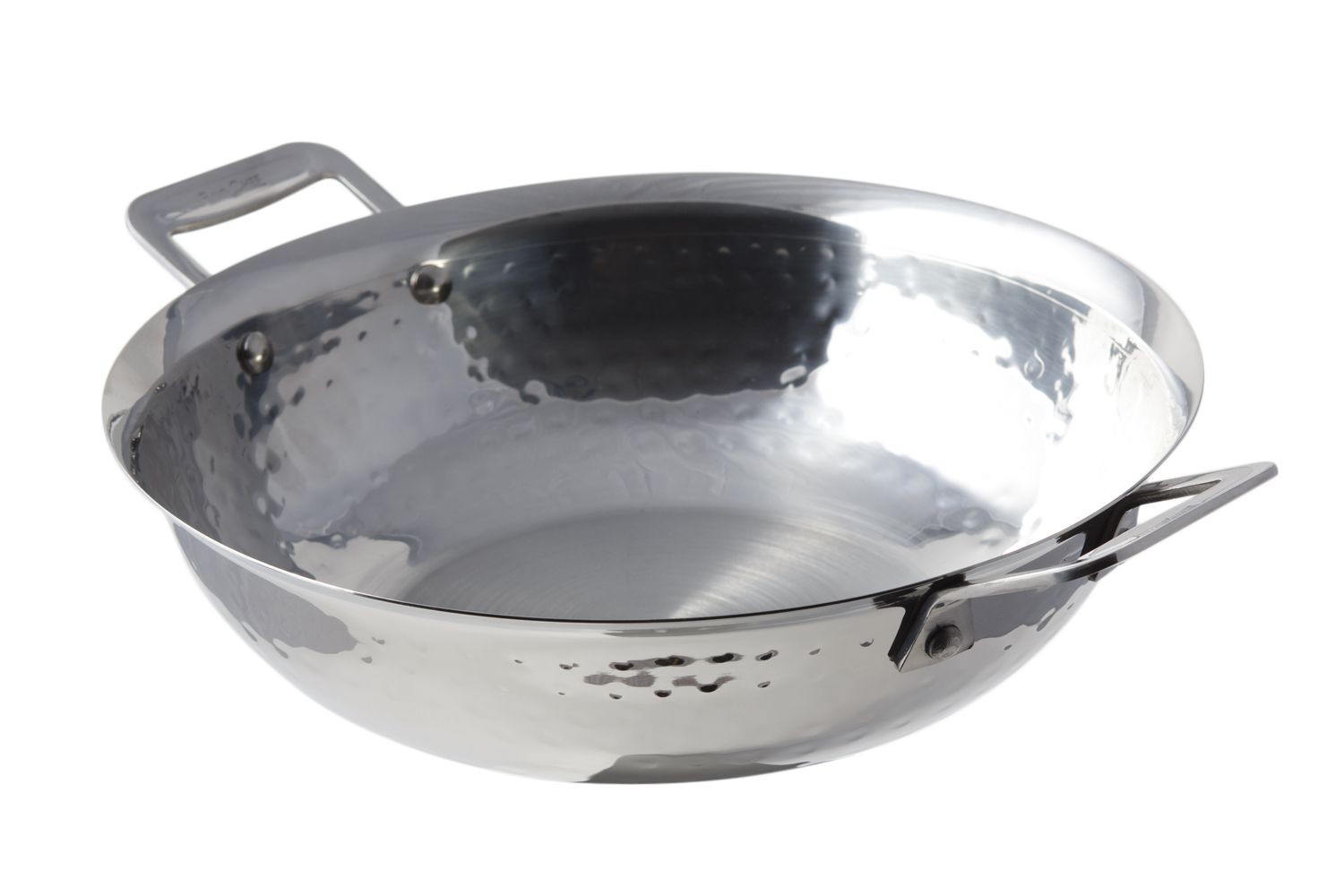 Bon Chef 60014HF Cucina Stainless Steel Stir Fry Pan, Hammered Finish, 2 1/2 Qt.