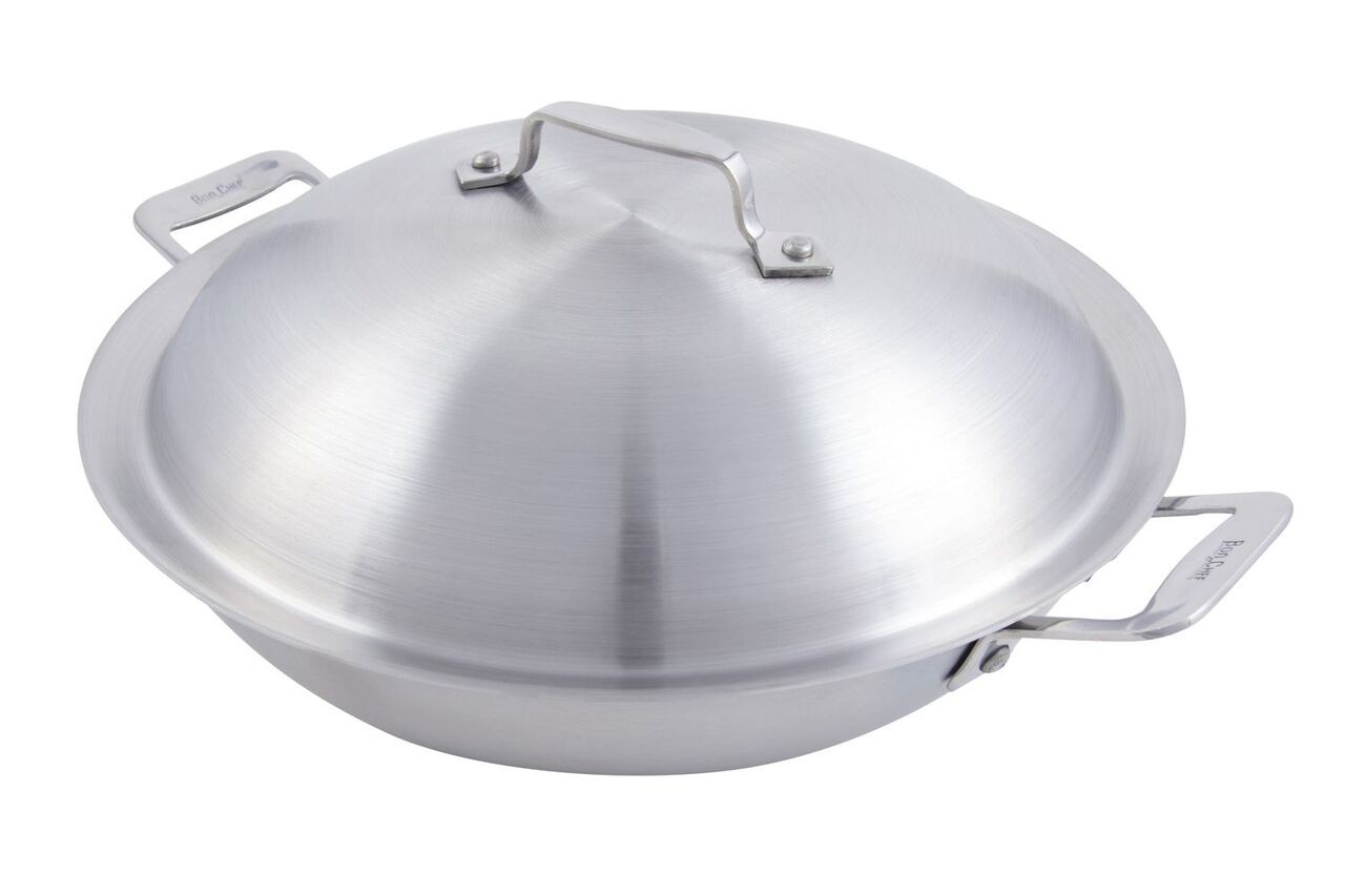 Bon Chef 60015HL Cucina Stainless Steel Stir Fry Pan with Hinged Lid, 3 1/2 Qt.