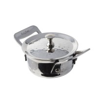 Bon Chef 60026HF Cucina Stainless Steel Round Dish with Lid, Hammered Finish, 8 oz.