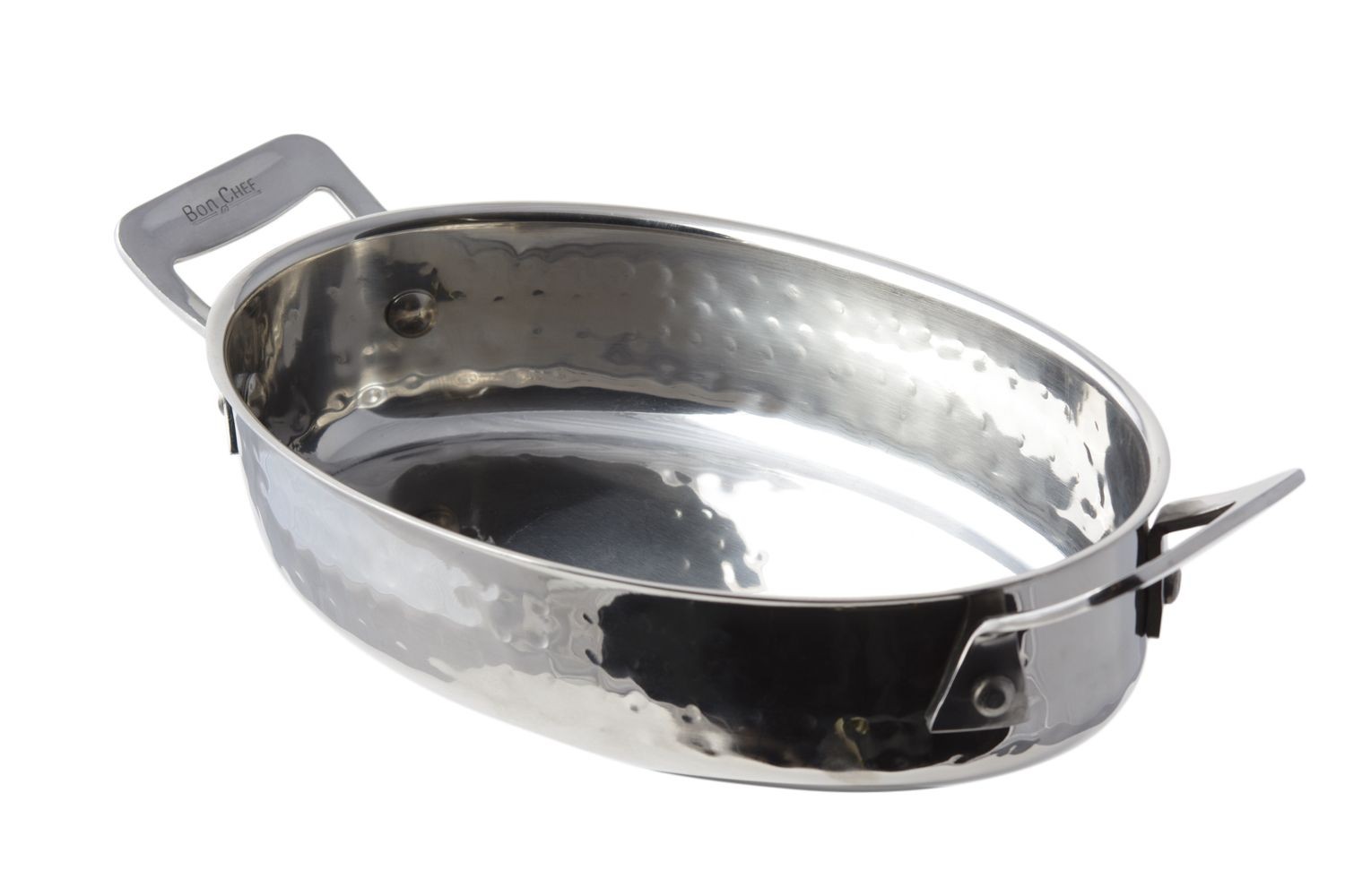 Bon Chef 60029HF Cucina Stainless Steel Oval Dish, Hammered Finish, 36 oz.