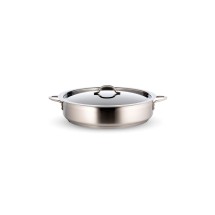 Bon Chef 60030CF-2ToneSS Country French Two Tone Stainless Steel  Pot with Cover, 6 Qt.