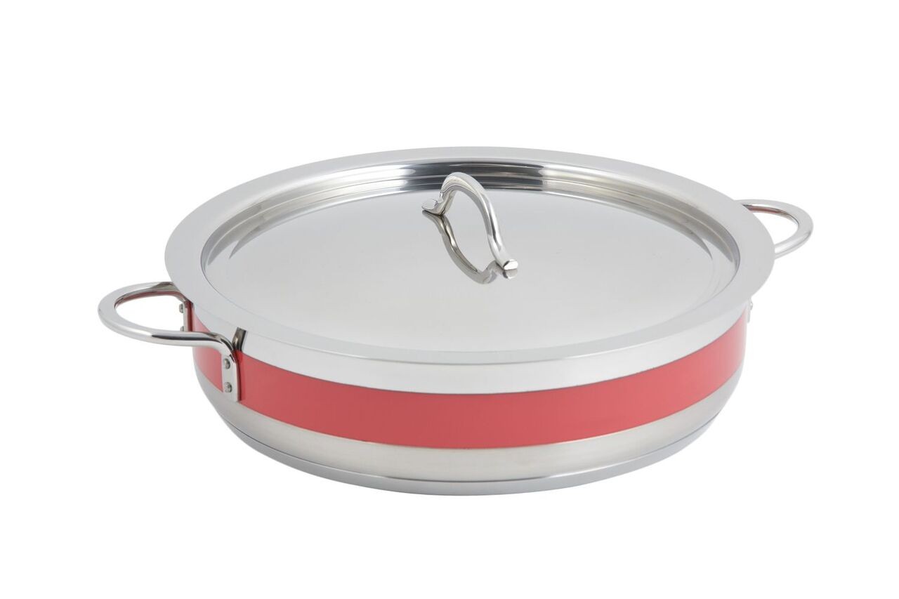 Bon Chef 60030CFColorSHL Country French Stainless Steel Pot with Slow Down Hinged Glass Lid, 6 Qt.