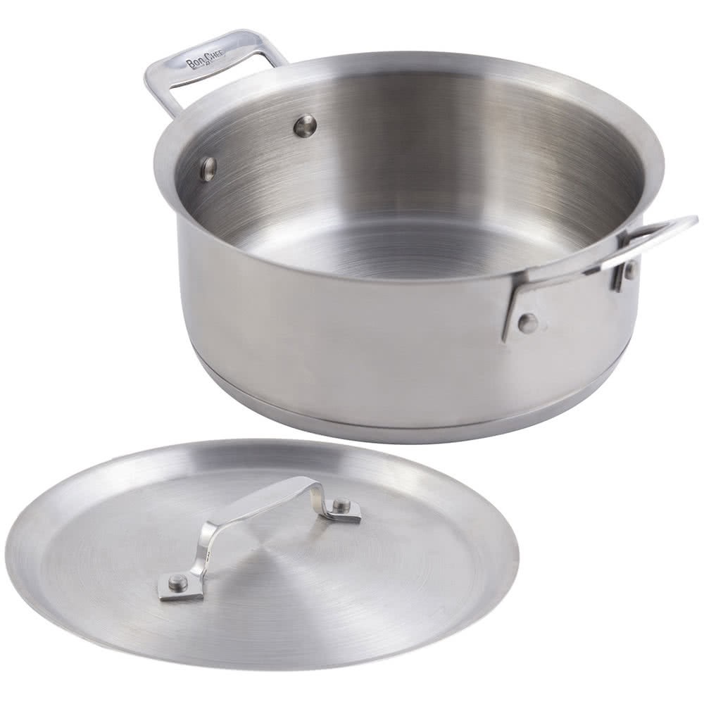 Bon Chef 60030HL Cucina Stainless Steel Pot with Hinged Lid, 6 Qt.