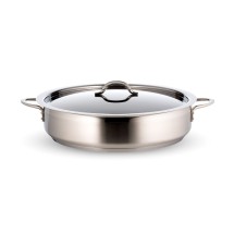 Bon Chef 60032CF-2ToneSS Country French Two Tone Stainless Steel  Pot with Cover, 9 Qt.