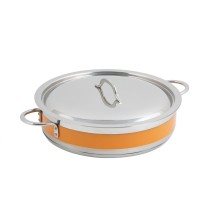 Bon Chef 60032CFColorHL Country French Stainless Steel Pot with Hinged Lid, 9 Qt.