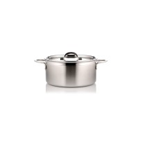 Bon Chef 60300-2ToneSS Country French Two Tone Stainless Steel Pot with Cover, 2 Qt. 9 oz.