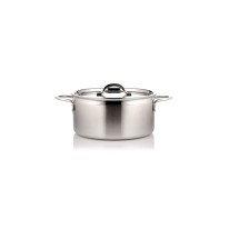 Bon Chef 60300-2ToneSSHL Country French Two Tone Stainless Steel Pot with Hinged Lid, 2 Qt. 9 oz.