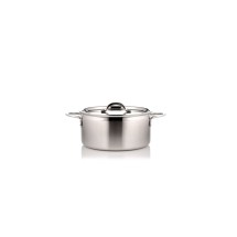 Bon Chef 60301-2ToneSSHL Country French Two Tone Stainless Steel Pot with Hinged Lid, 3 Qt. 9 oz.